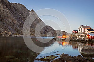 Early morning light in Nusfjord fishing village.