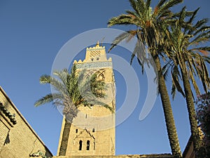 Early morning in Marrakesch with view to famous minaret