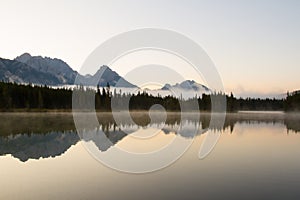 Early Morning Mist landscape in the Canadian Rockies
