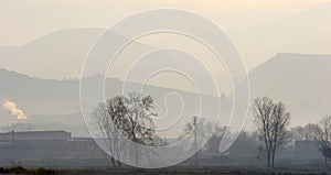 Early morning mist over Spanish countryside