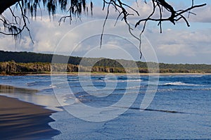 Early morning overlooking a surf beach