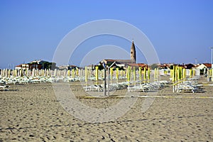 Early morning on the promenade of one of the beaches of Venice, Caorle