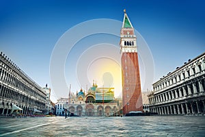 Early morning in San Marco square, Venice, Italy.