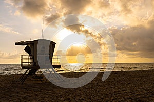 Early Morning Silhouette of Life Guard Stand,