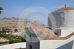 Early morning, St. George church in Lindos town, Rhodes