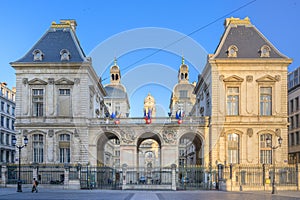 Early morning Sun hits the Hotel de Ville, Lyon - France