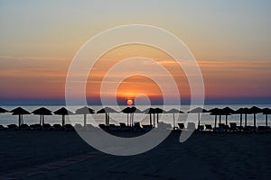 Sunrise at a beach in Katerini , greece photo