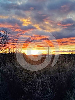 Early morning sunrise in eastern Oregon