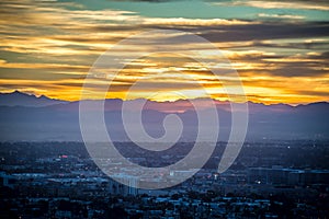 Early morning sunrise over valley of fire and las vegas