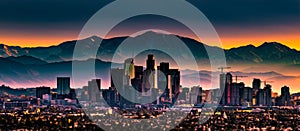 Downtown Los Angeles skyline Sunrise