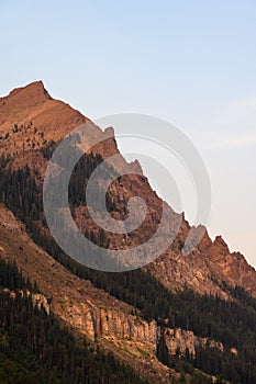 Early morning sunrise on the sharp peaks Beartooth Mountains, Cooke City, Montana