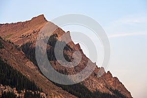 Early morning sunrise on the sharp peaks Beartooth Mountains, Cooke City, Montana