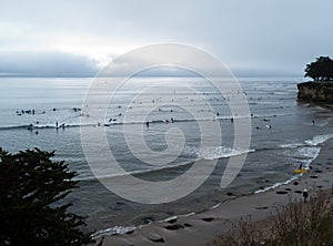 Early morning surfing in Santa Cruz CA