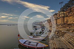 Early morning view of ghats of varanasi, uttar pradesh, India