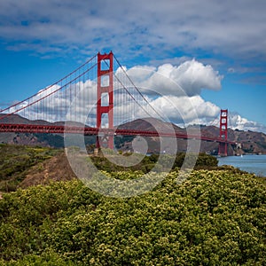 Early morning view of the Golden Gate Bridge, San Francisco, California, USA.