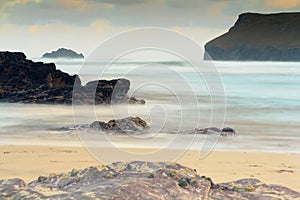 Early morning view over the beach at Polzeath