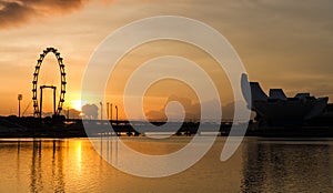 Early morning view of singapore flyer