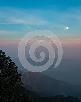 Early morning vistas of the Himalayan mountain range