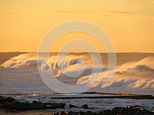 Early morning windswept waves