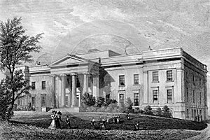 Antique Illustration of  Historic Hospital of Scottish City photo