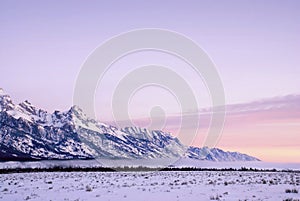 Early Pink Morning over the Teton Mountain Range