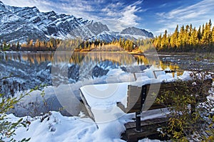 Early Snowfall in Alberta Foothills of Canadian Rocky Mountains