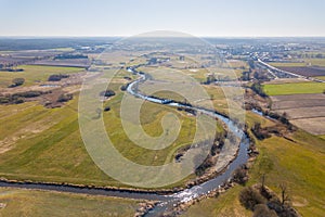 Early spring aerial landscape with fields of Poland