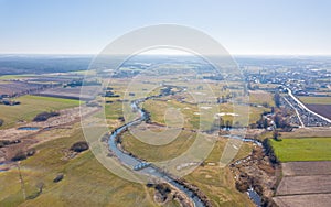 Early spring aerial landscape with fields of Poland