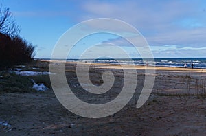 Early spring on the coast of the Gulf of Riga in Jurmala. Latvia