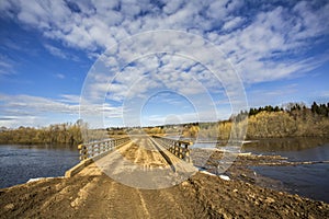 Early spring. Flood on the river.