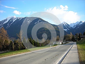 Early spring landscape in the mountains