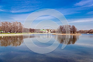 Early spring landscape of Park Kuskovo in Moscow