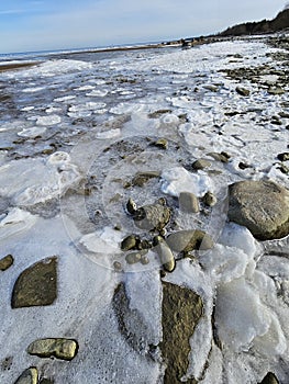 Early spring, March. A walk along the seashore.