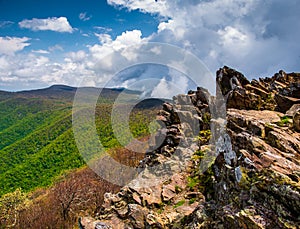 Early spring view from cliffs on Hawksbill Summit, Shenandoah Na