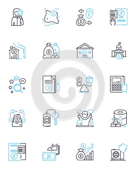 Early-stage investment linear icons set. Seed, Angel, Venture, Startup, Series A, Capital, Incubator line vector and photo