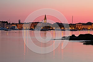 Early summer morning in marina, town of Porec in Croatia