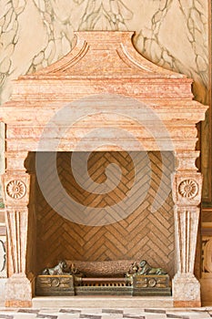 Early twentieth century, carved, stone fireplace