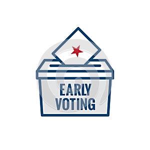 Early Voting Icon with Vote, Icon, and Patriotic Symbolism and Colors