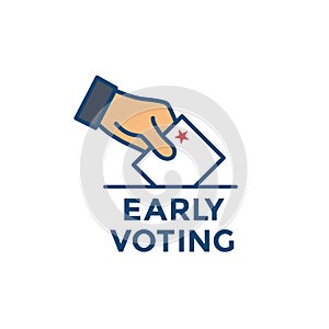 Early Voting Icon with Vote, Icon, and Patriotic Symbolism and Colors