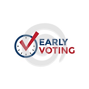 Early Voting Icon with Vote, Icon, and Patriotic Symbolism and Colors