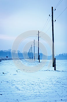 Early winter, cold misty morning