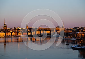 Early winter morning in Stockholm Sweden with the Old Town