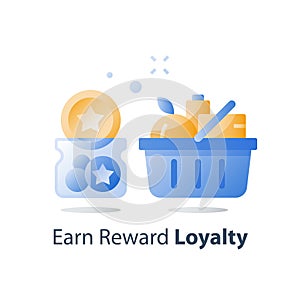 Earn bonus points, full grocery basket, loyalty program, consumption incentive, collect tokens