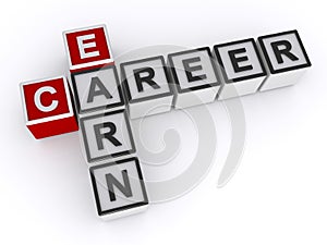 Earn career word block on white