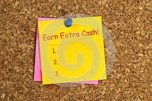 Earn extra cash postit on cork