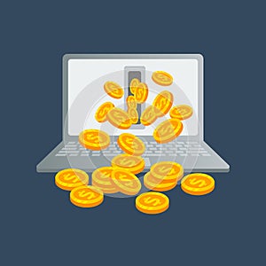 Earn money online vector design illustration. making money online icon symbol design