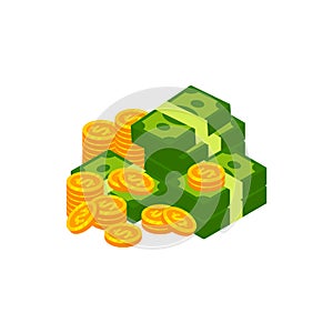 Earn money vector logo icon design. coin and cash money vector symbol design illustration