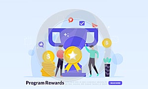 Earn Point concept, Loyalty program and get rewards, people receive a gift box, landing page template for banner, flyer, ui, web,