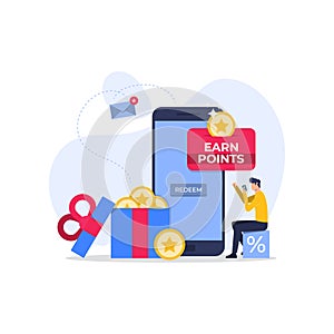 Earn points concept for loyal customers, Loyalty program and get rewards, Suitable for web landing page, ui, mobile app, banner