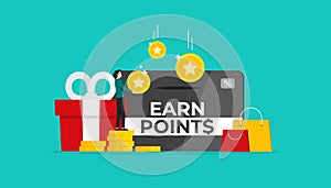 Earn points concept for loyal customers, Loyalty program and get rewards, Suitable for web landing page, ui, mobile app, banner